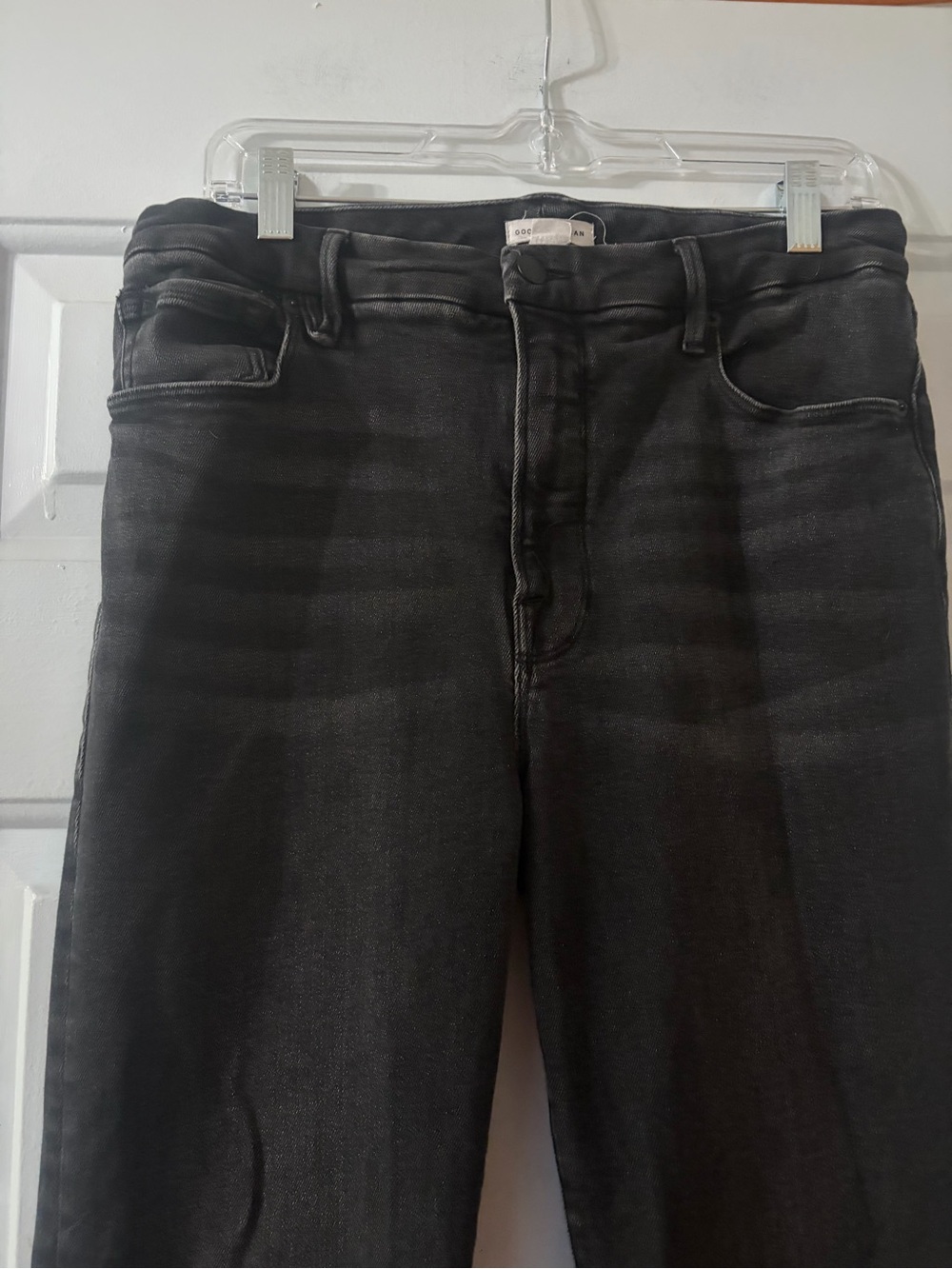 Good American Flare Jeans Faded Black Stretch High Waisted Size 12. - Picture 5 of 13